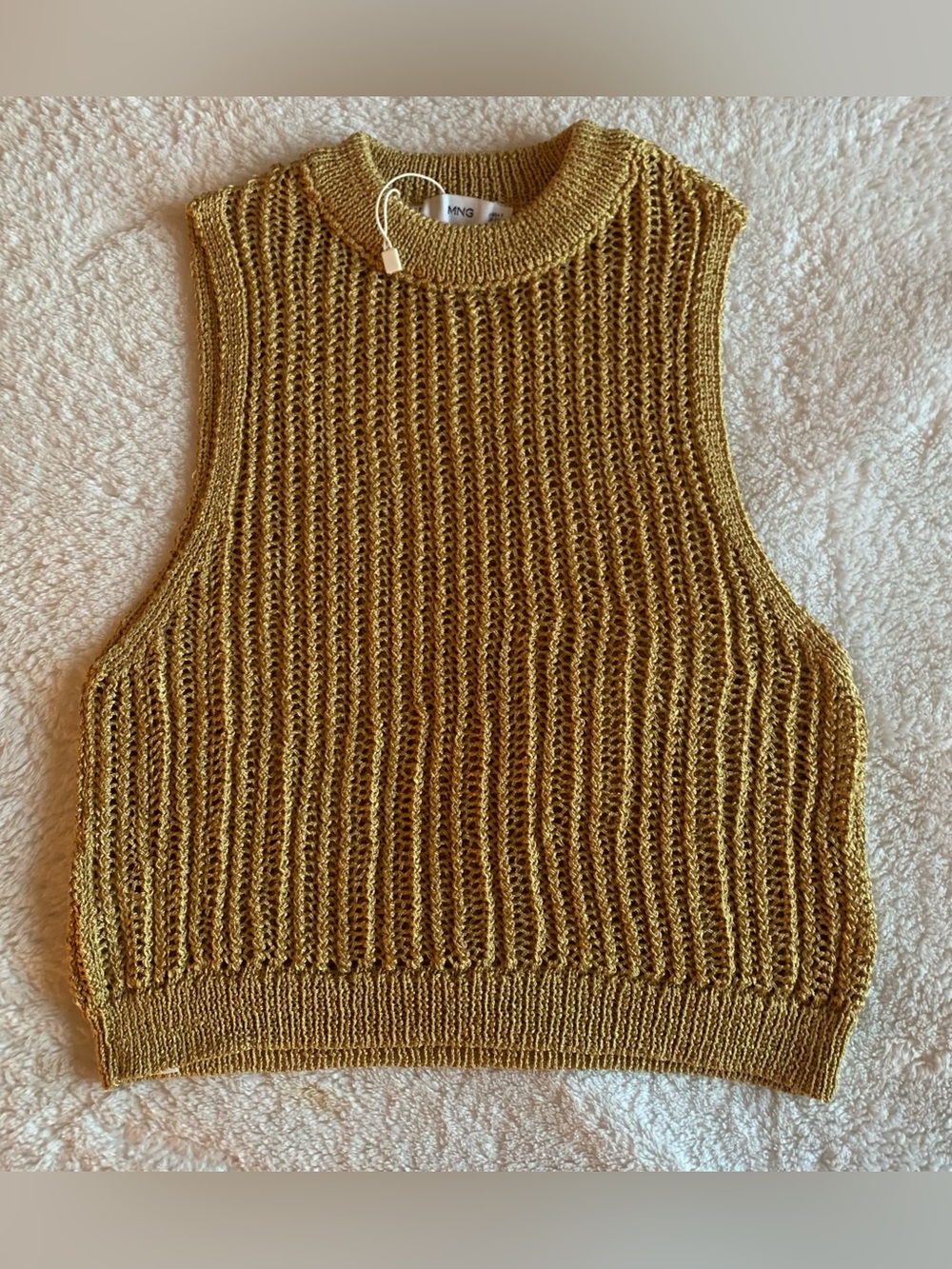 Mango Open-Knit Sleeveless Sweater Vest Tank size small
